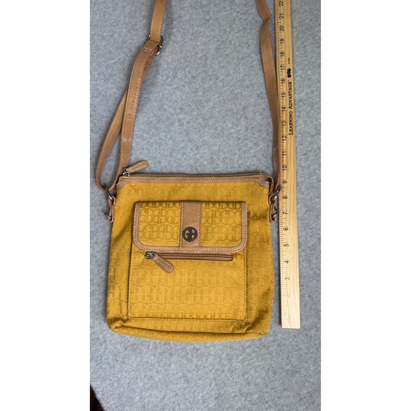 Giani Bernini Crossbody Bag Yellow Monogram Print Pocketbook Purse - Picture 3 of 13